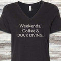 Weekends Coffee Dock Diving V-Neck Tee - Black Heather