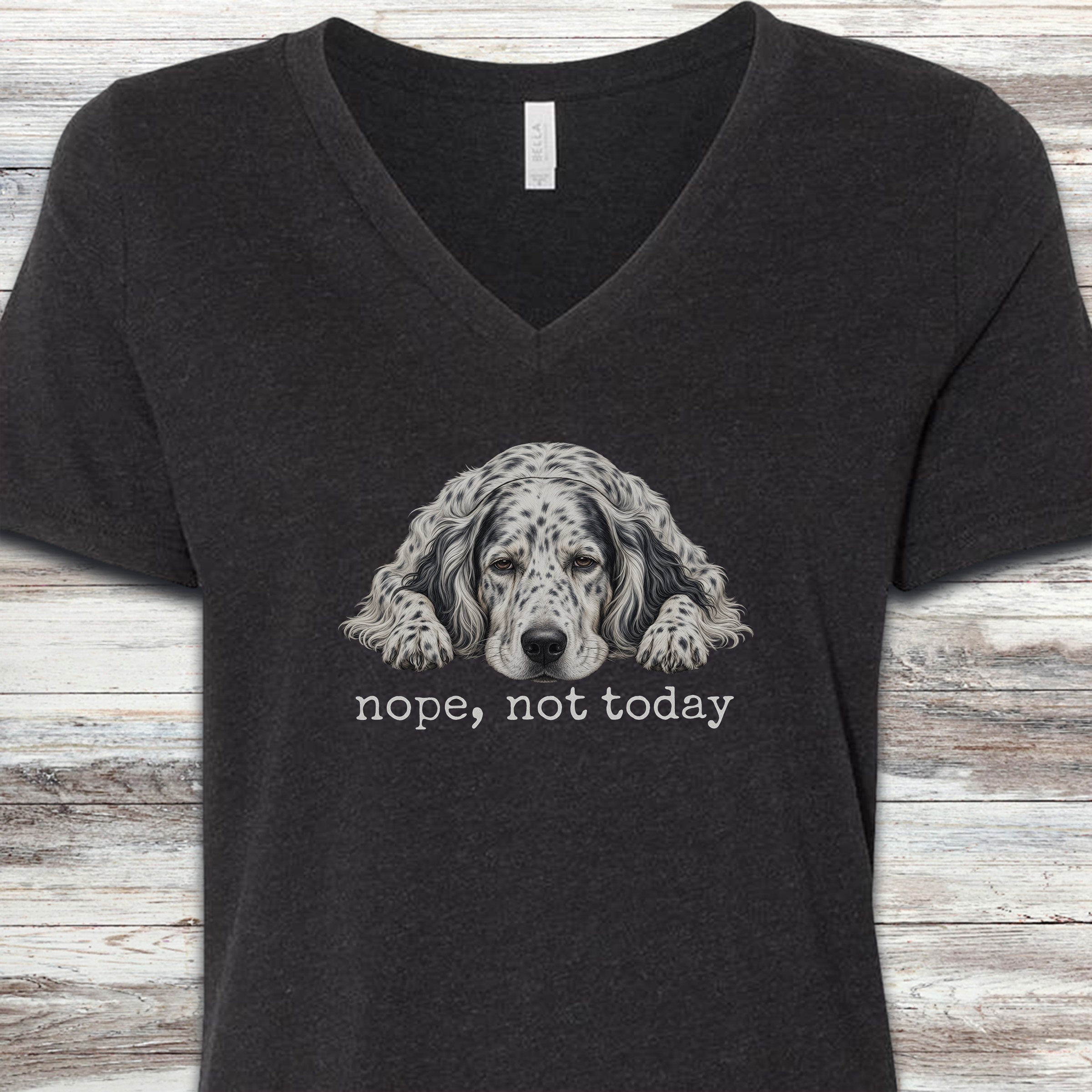 English Setter Nope V-Neck Tee - Black Heather