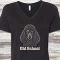 Poodle Dark Old School V-Neck Tee - Black Heather
