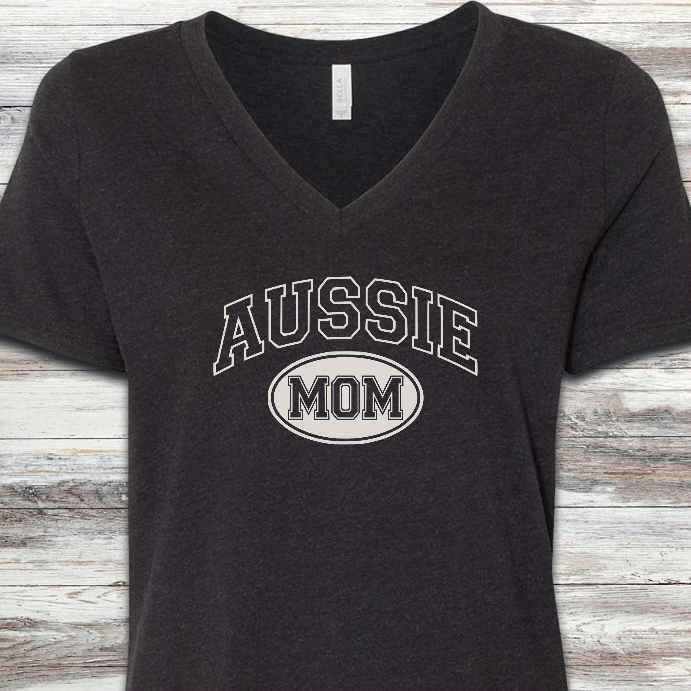 Australian Shepherd University Mom V-Neck Tee - Black Heather