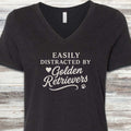 Golden Retrievers Distracted V-Neck Tee - Black Heather