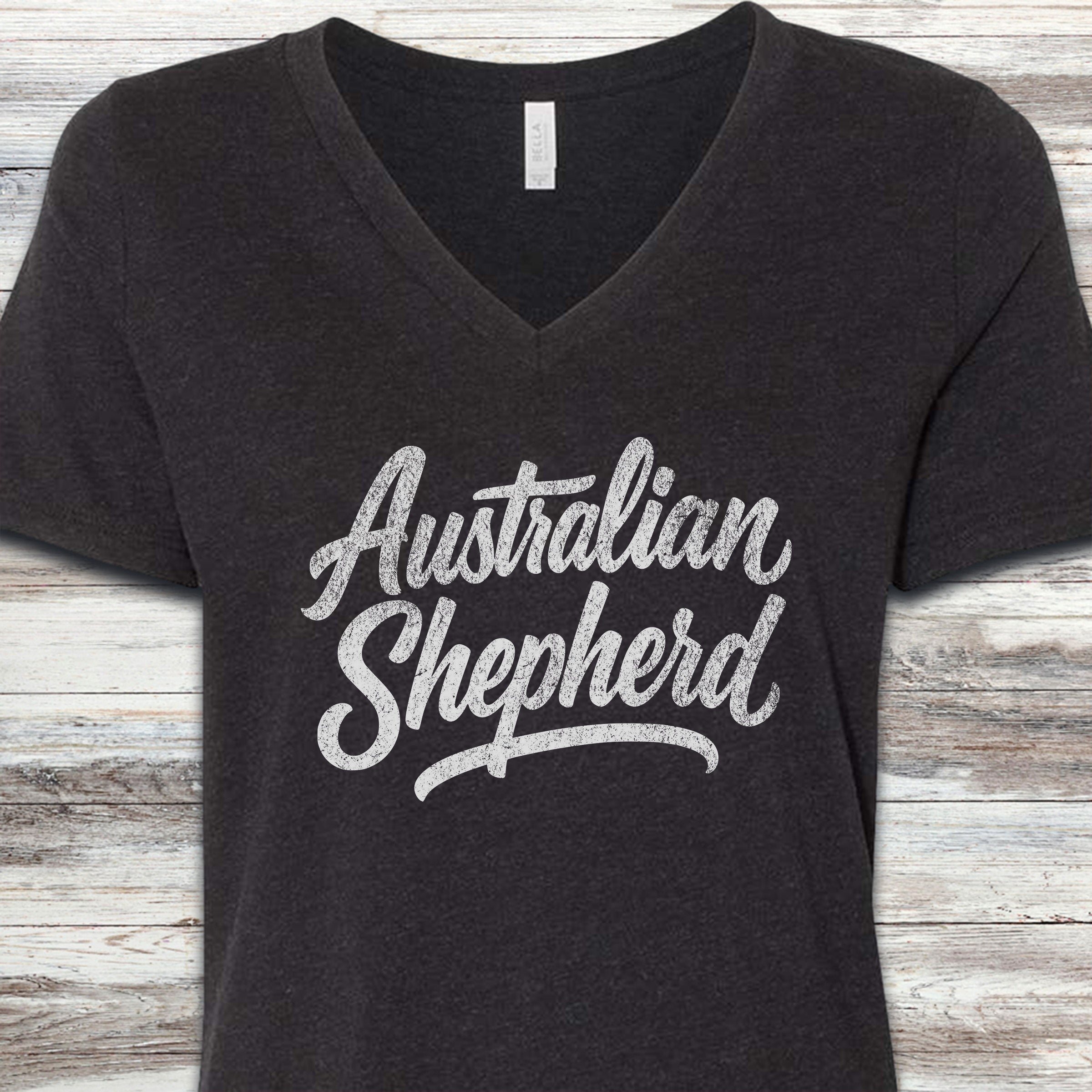 Australian Shepherd Team V-Neck Tee - Black Heather