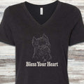 Cane Corso Dark Bless Your Heart V-Neck Tee - Black Heather