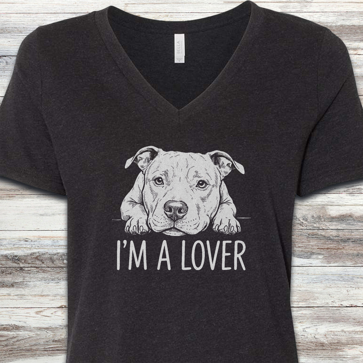 Pit Bull Lover V-Neck Tee - Black Heather
