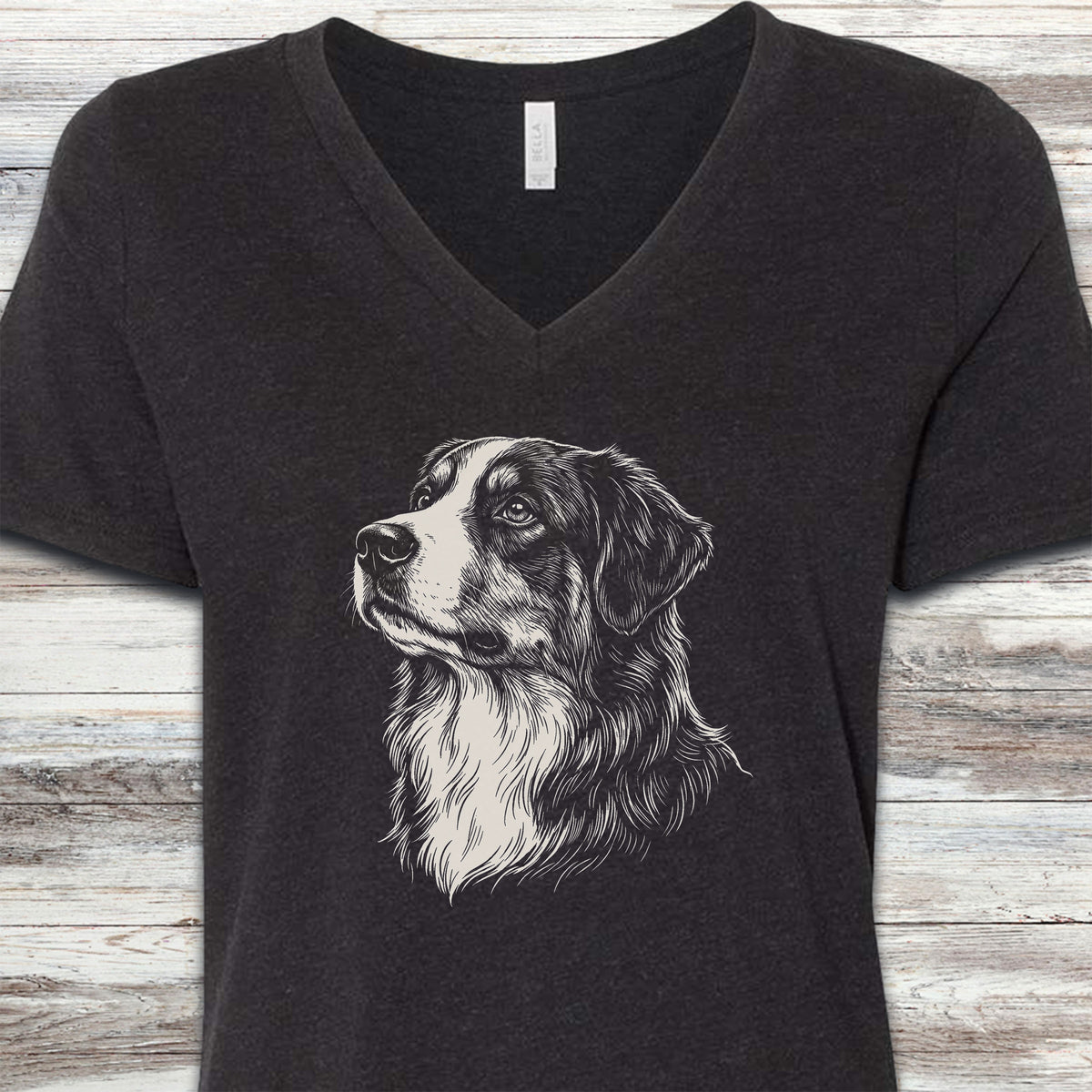 Australian Mountain Dog Loyalty V-Neck Tee - Black Heather