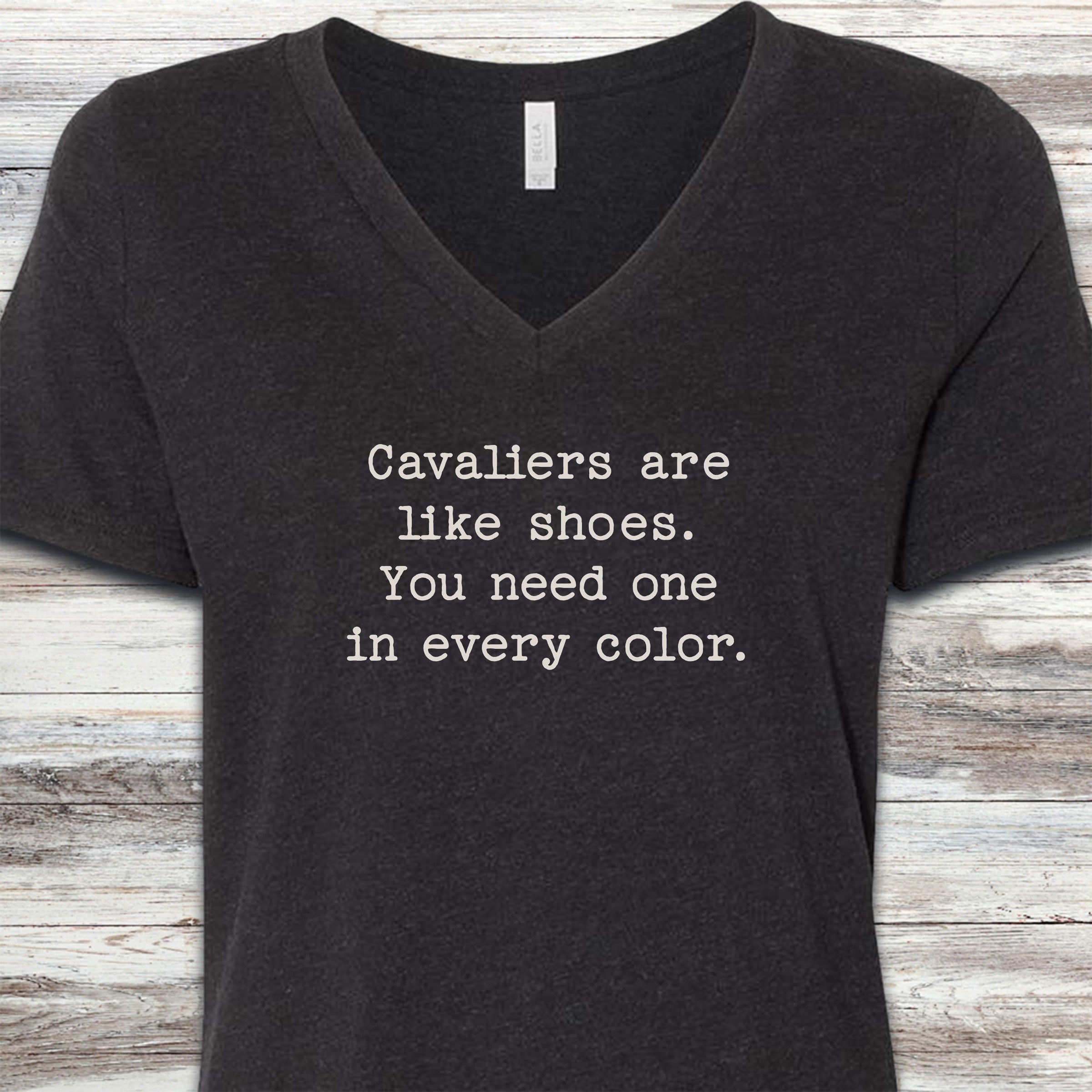 Cavalier King Charles Every Color V-Neck Tee - Black Heather