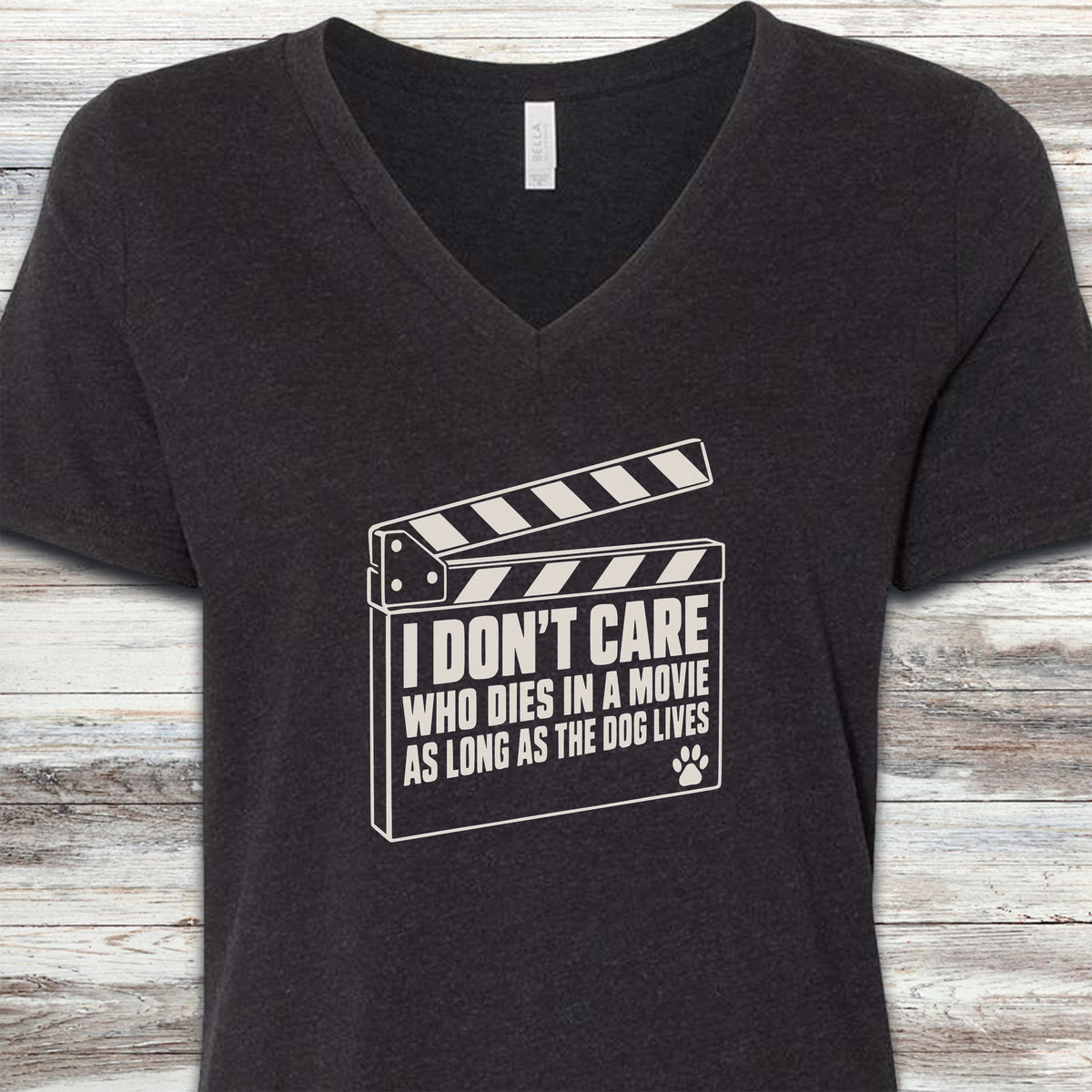 The Dog Lives V-Neck Tee - Black Heather