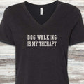 Dog Walking Therapy V-Neck Tee - Black Heather