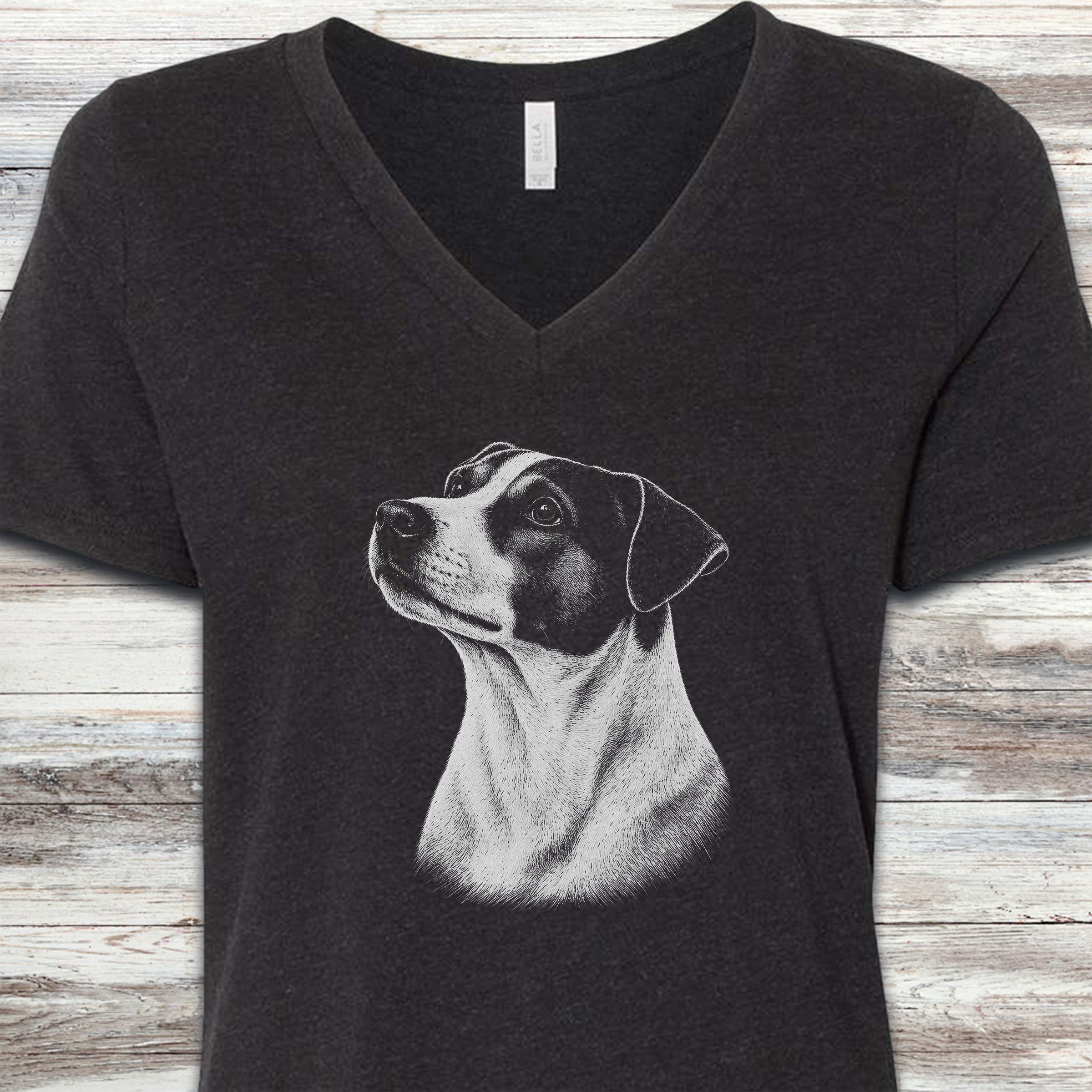 Jack Russell Loyalty V-Neck Tee - Black Heather