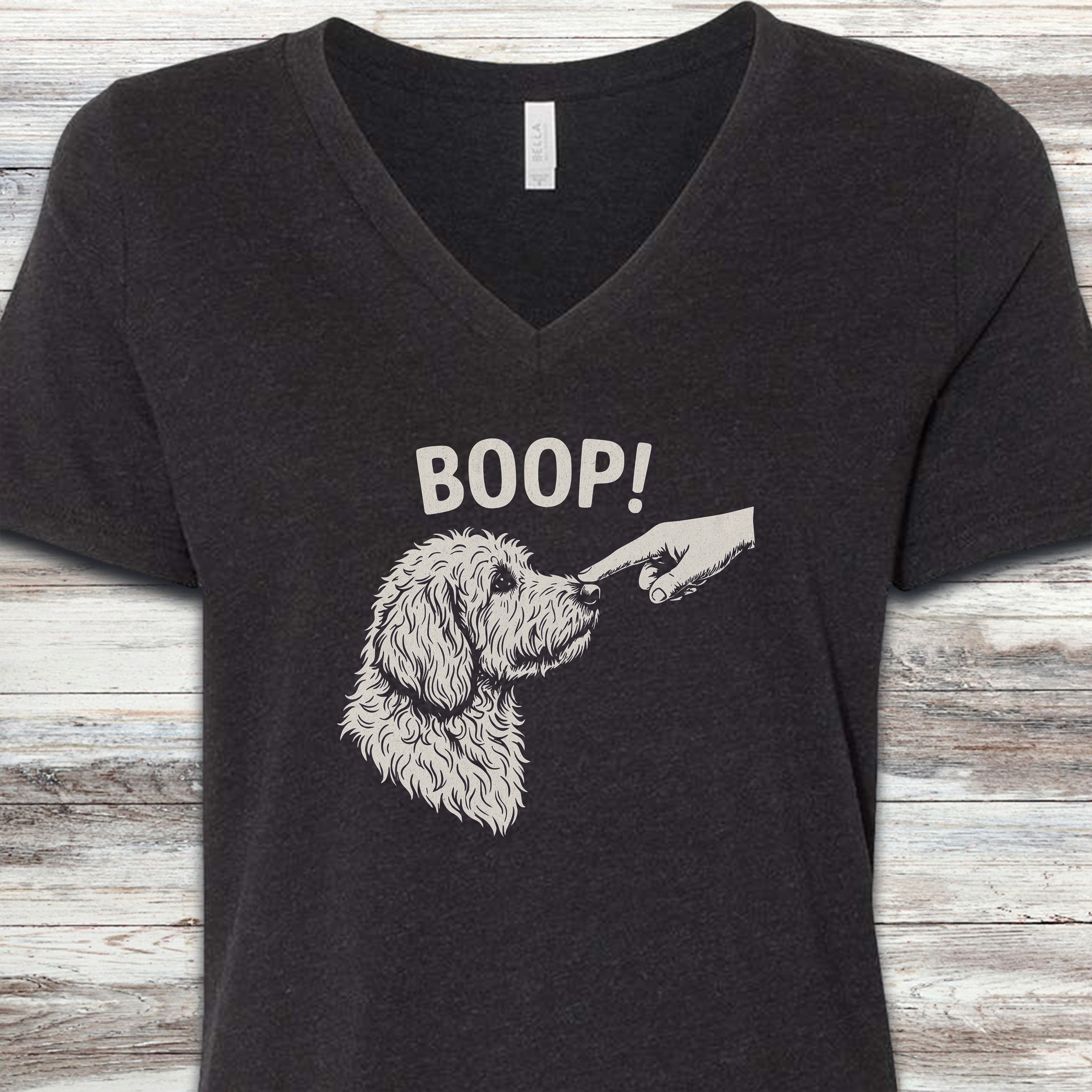 Doodle BOOP! V-Neck Tee - Black Heather