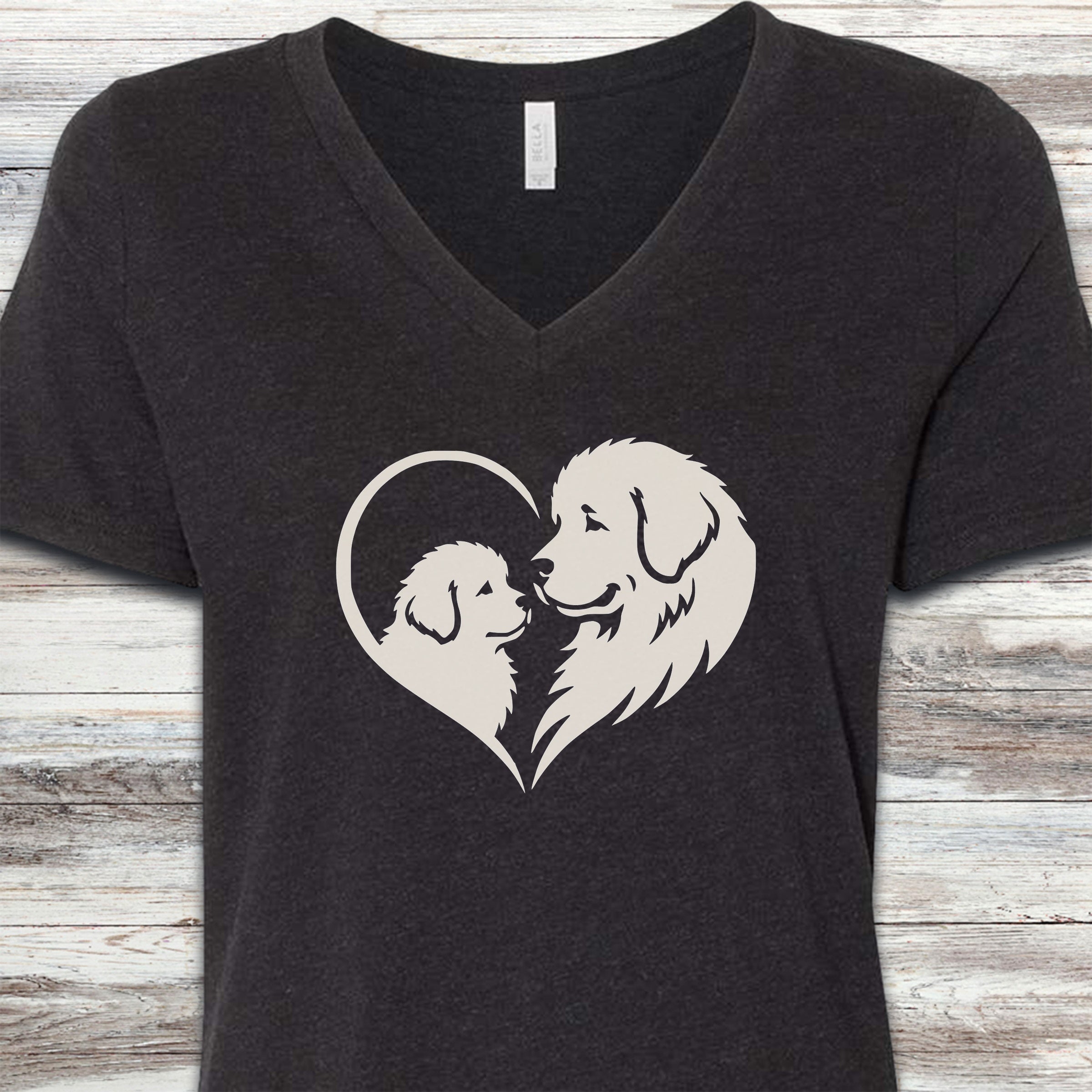 Newfoundland Heart Bond V-Neck Tee - Black Heather