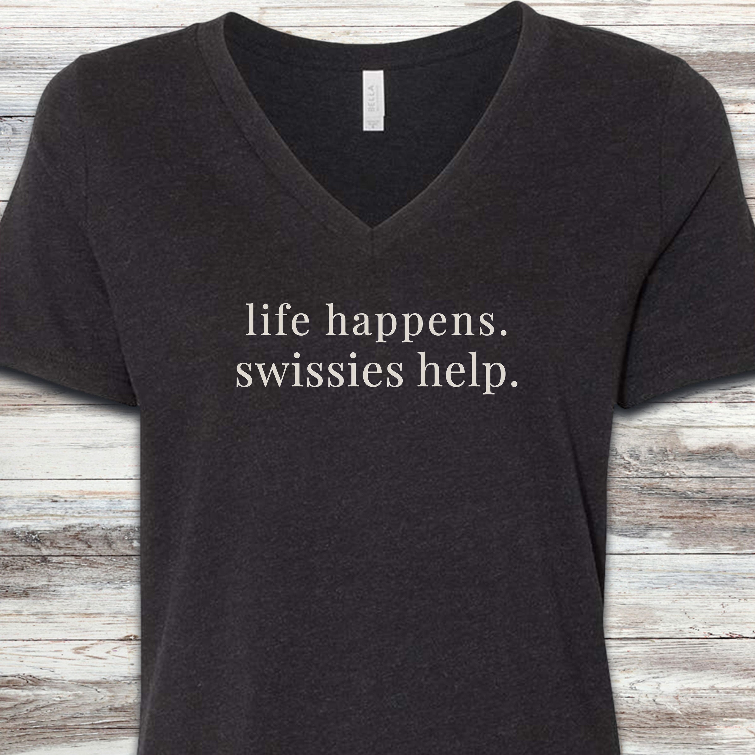 Swiss Mountain Dog Help V-Neck Tee - Black Heather