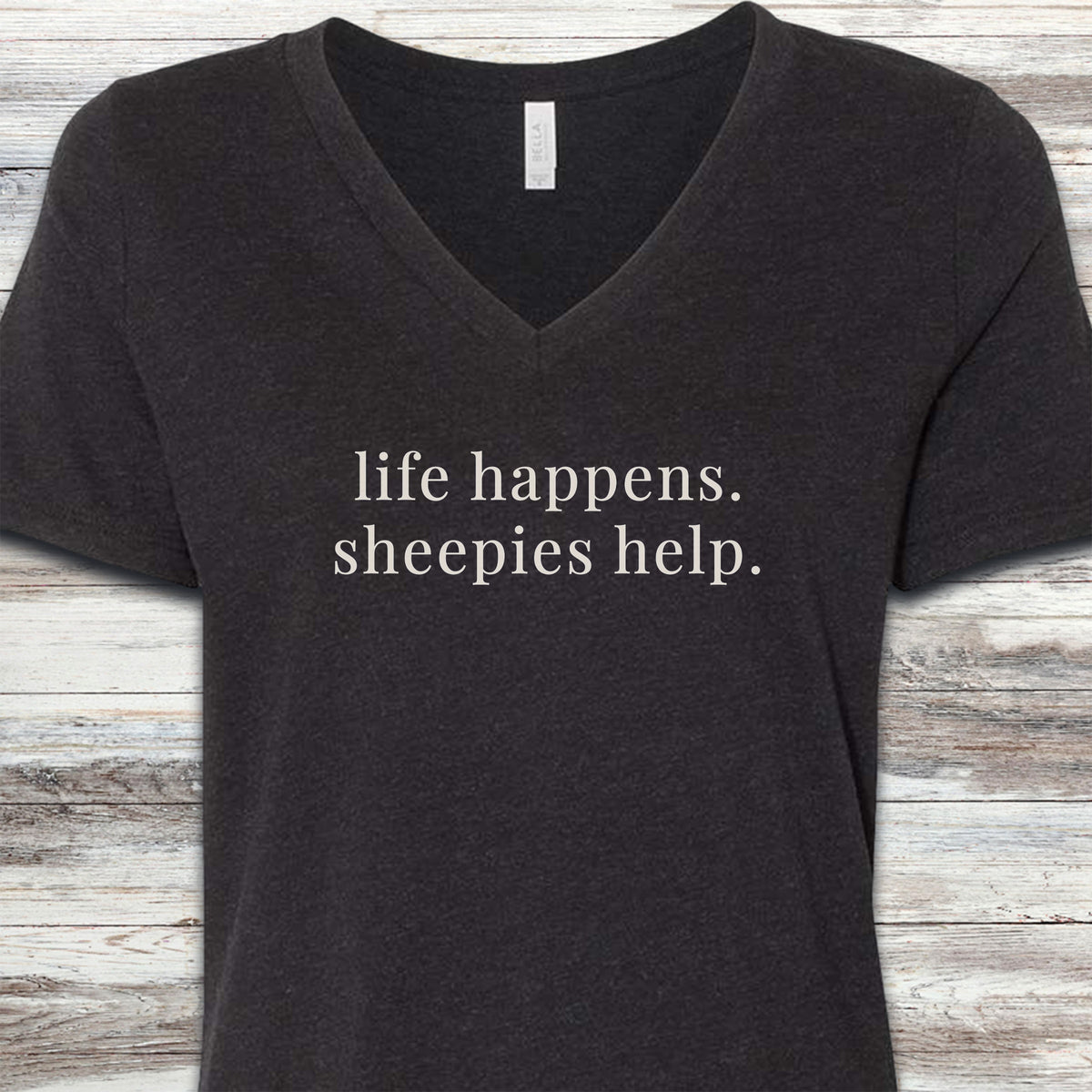Old English Sheepdog Help V-Neck Tee - Black Heather