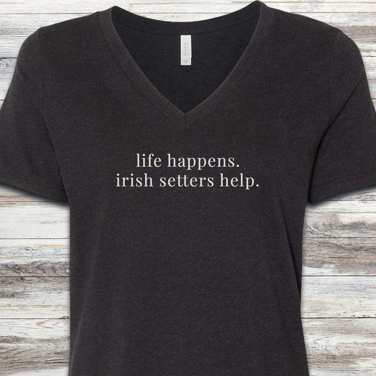 Irish Setter Help V-Neck Tee - Black Heather