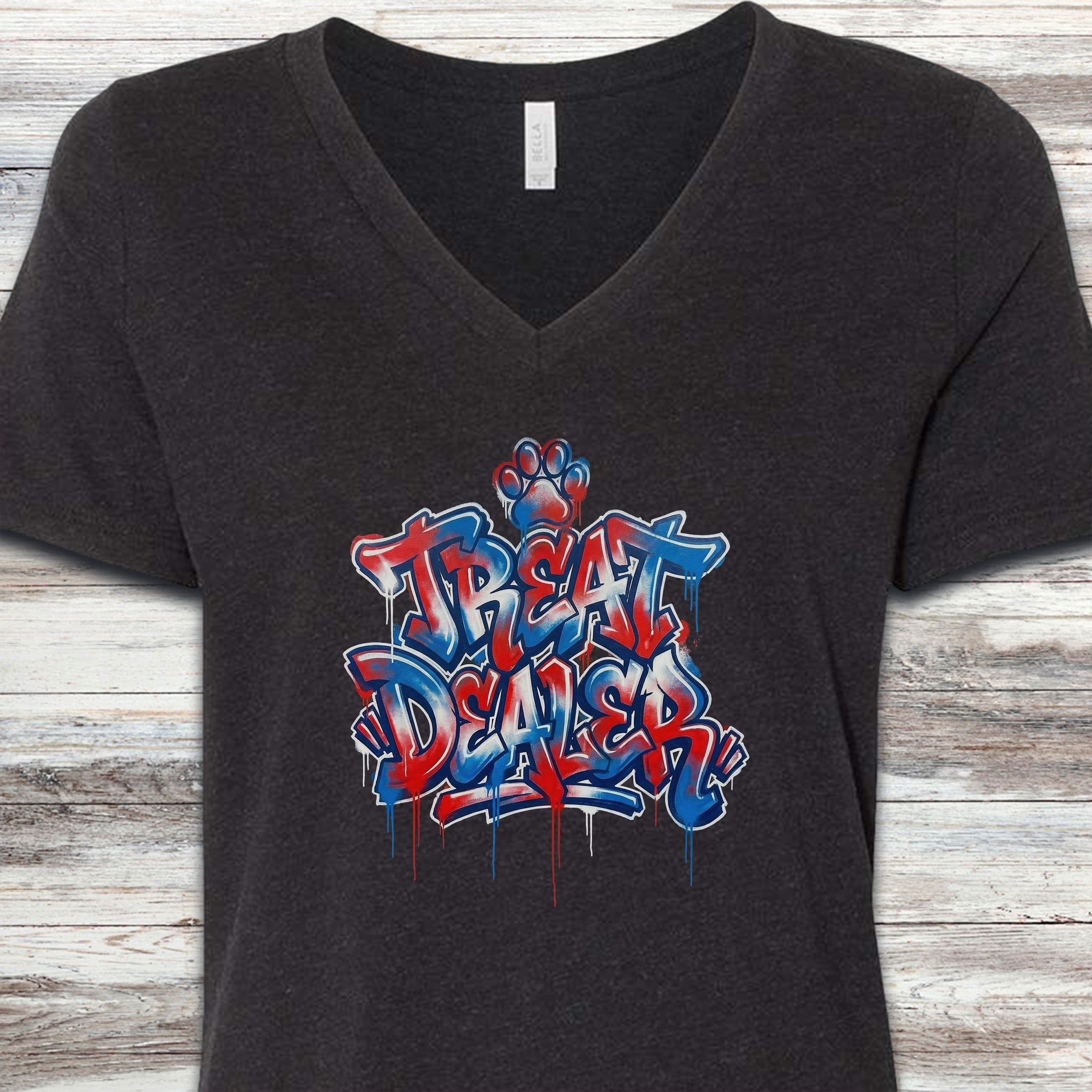 Treat Dealer American Grafitti V-Neck Tee - Black Heather