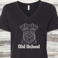 Schnauzer Dark Old School V-Neck Tee - Black Heather