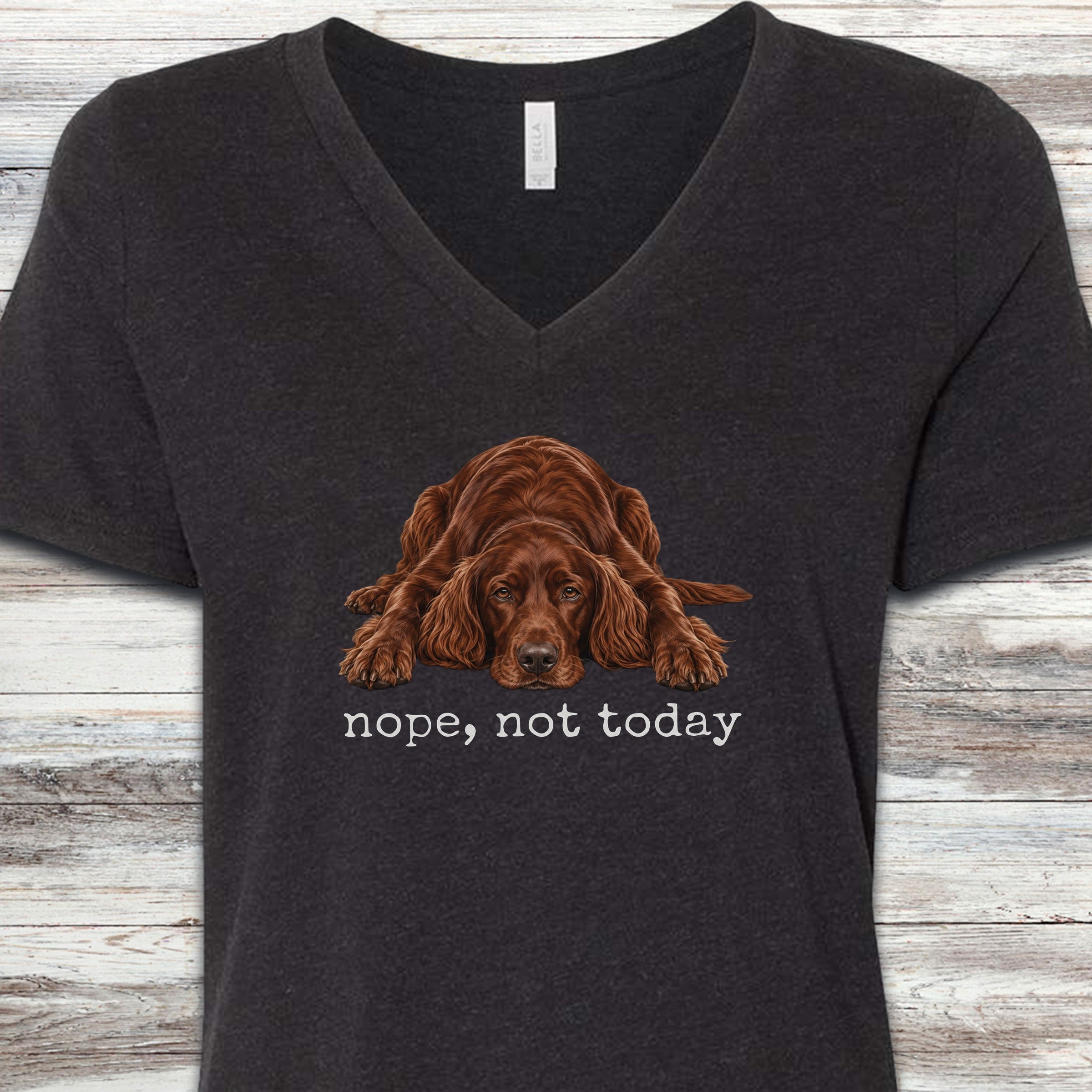 Irish Setter Nope V-Neck Tee - Black Heather