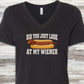 Dachshund Did You Look V-Neck Tee - Black Heather