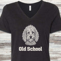 Goldendoodle Old School V-Neck Tee - Black Heather
