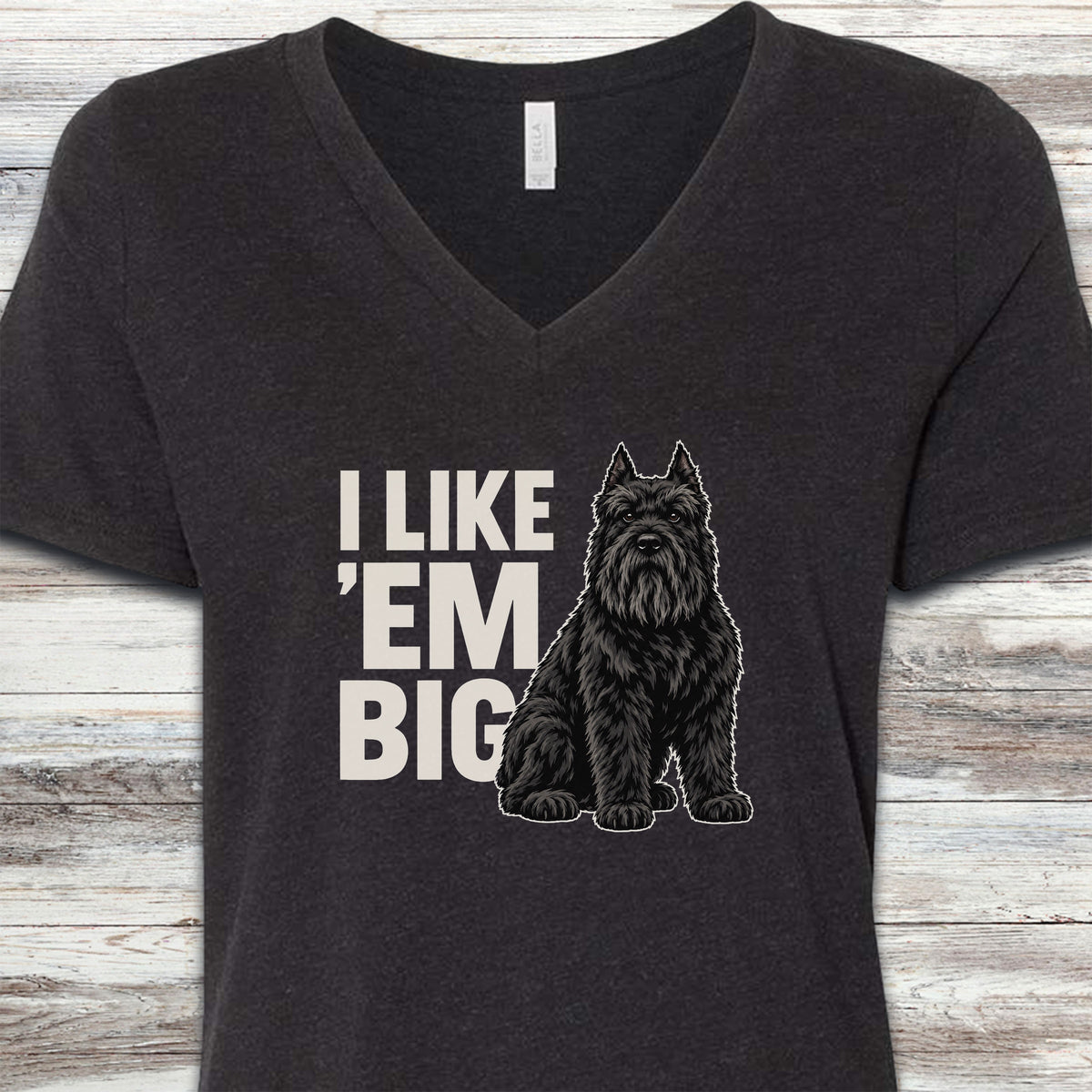 Bouvier Cropped Big V-Neck Tee - Black Heather