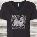 Havanese Linocut V-Neck Tee - Black Heather