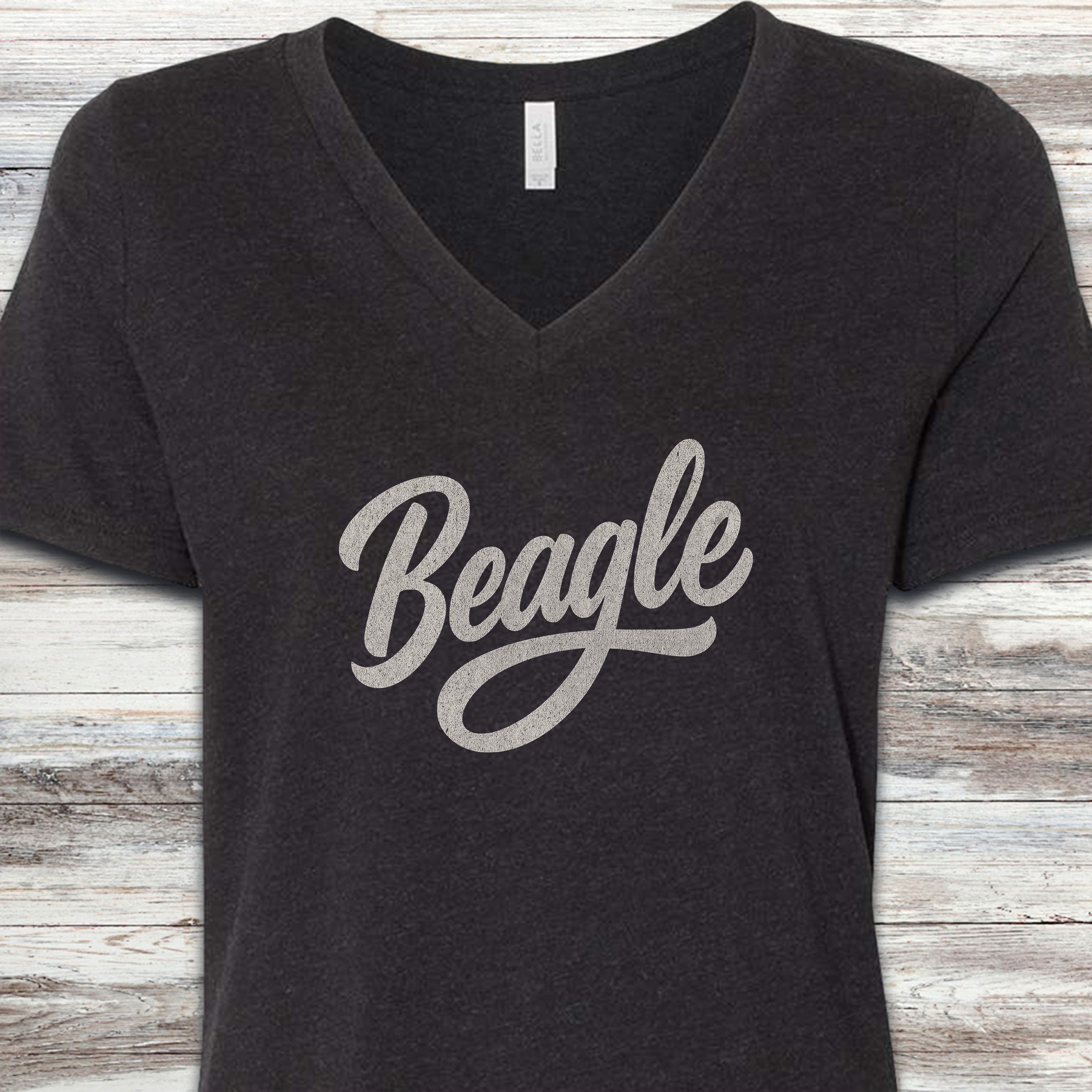 Team Beagle V-Neck Tee - Black Heather
