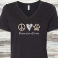 Cane Corso Peace V-Neck Tee - Black Heather