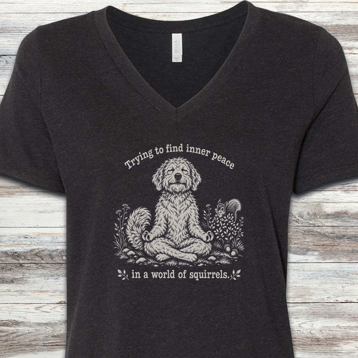Goldendoodle Inner Peace V-Neck Tee - Black Heather
