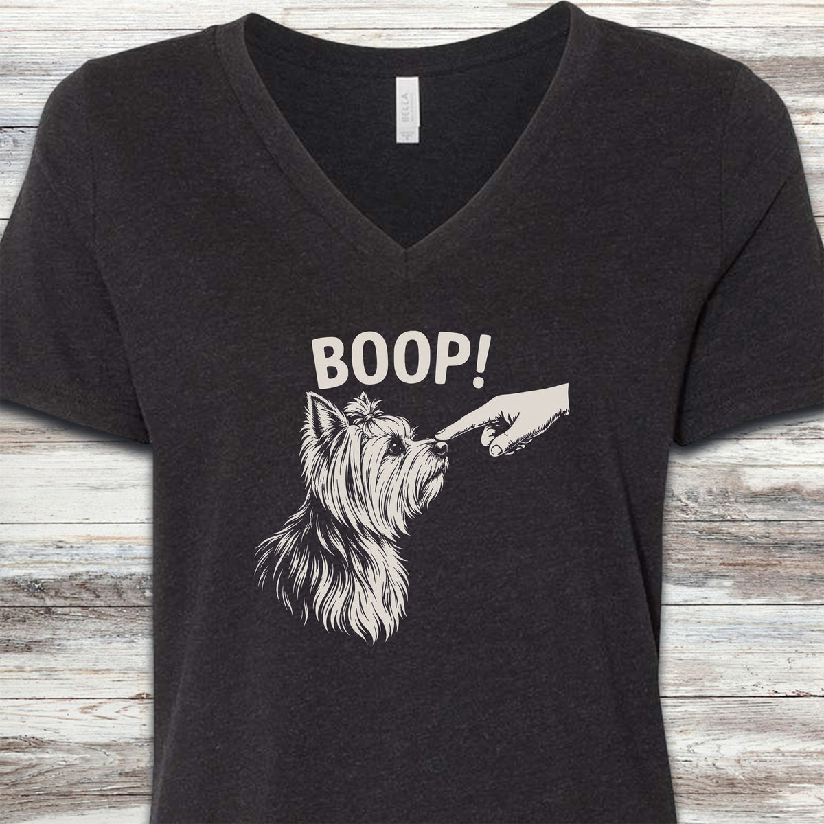 Yorkshire Terrier BOOP! V-Neck Tee - Black Heather