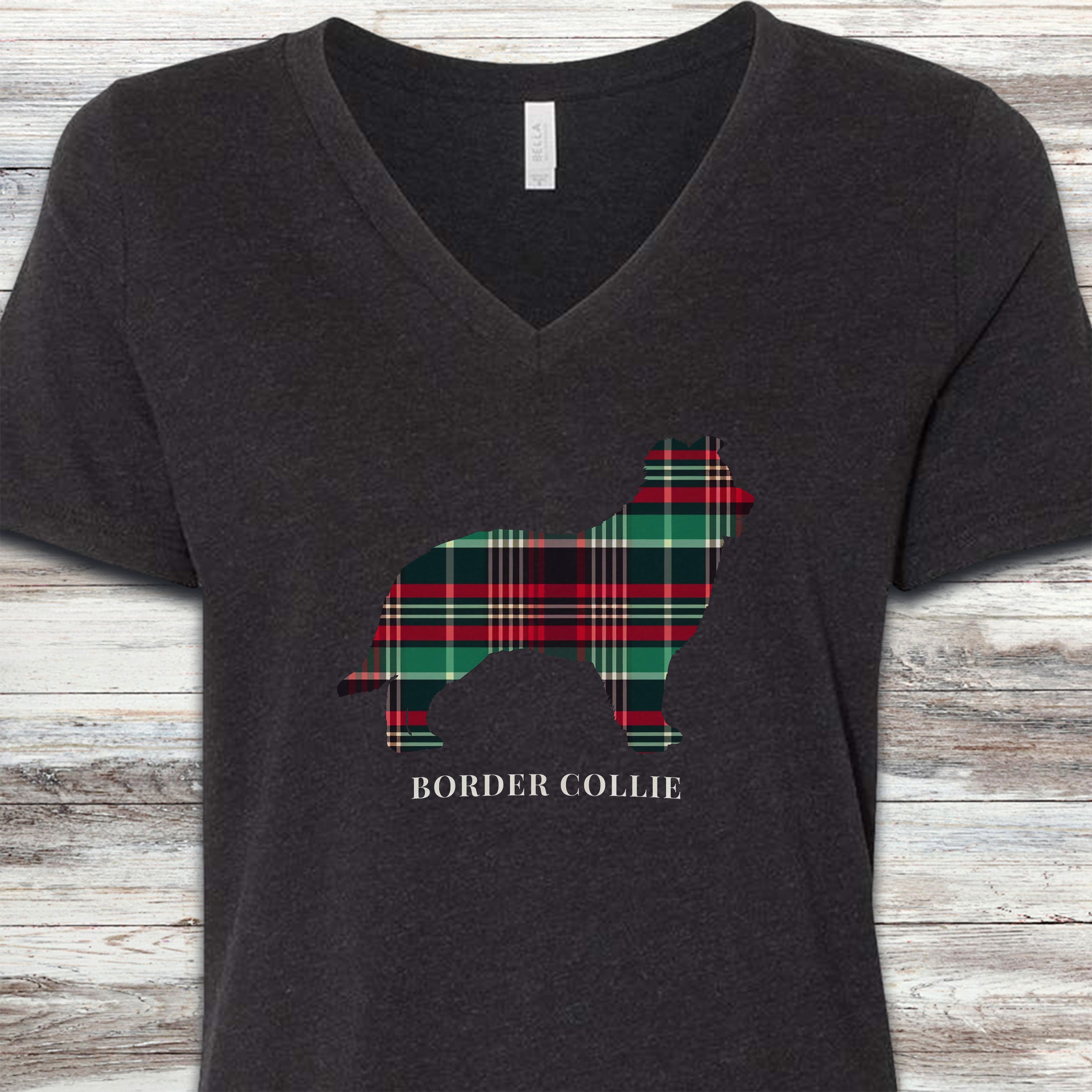 Border Collie Winter 2025 V-Neck Tee - Black Heather