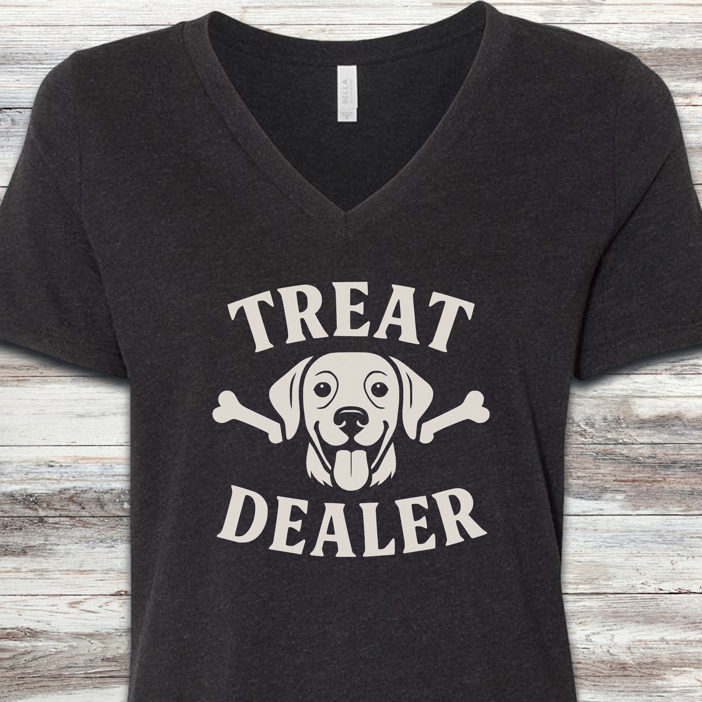 Treat Dealer Bones V-Neck Tee - Black Heather