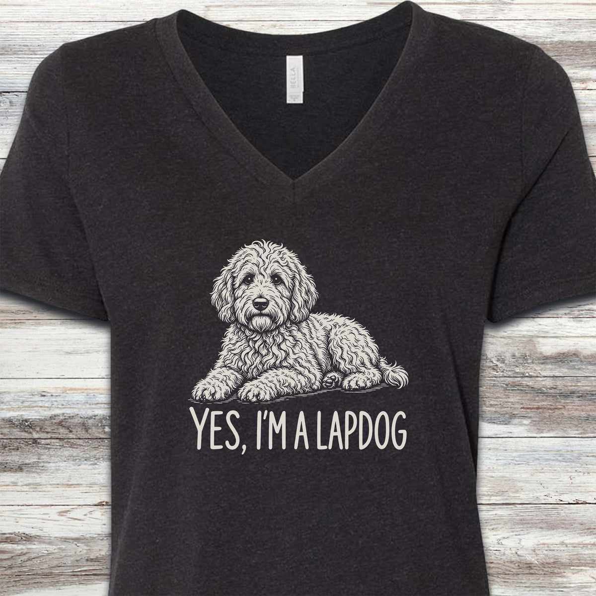 Goldendoodle Lapdog V-Neck Tee - Black Heather