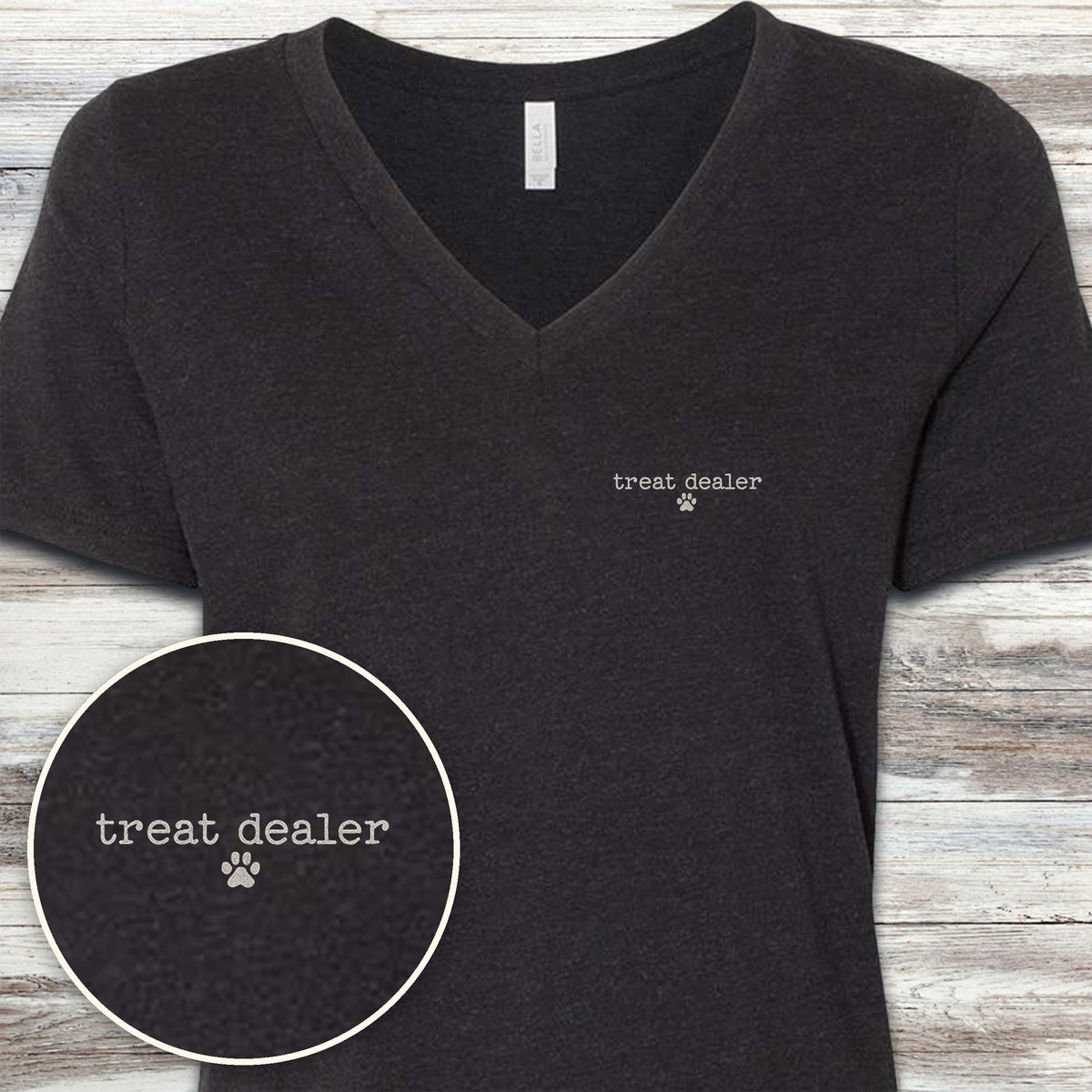 Vintage Treat Dealer Left Chest V-Neck Tee - Black Heather