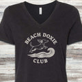 Dachshund Beach Doxie V-Neck Tee - Black Heather