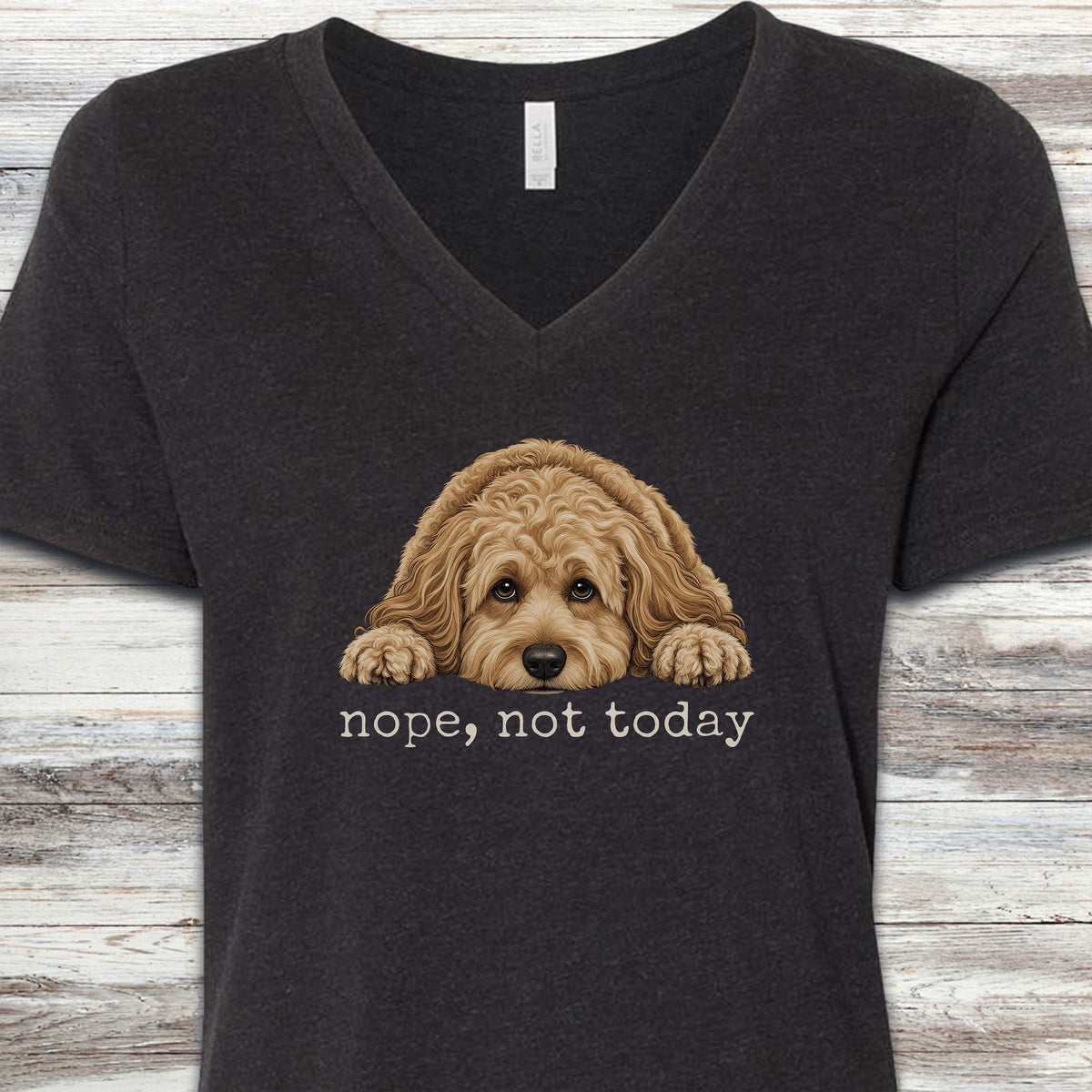 Cockapoo Nope V-Neck Tee - Black Heather
