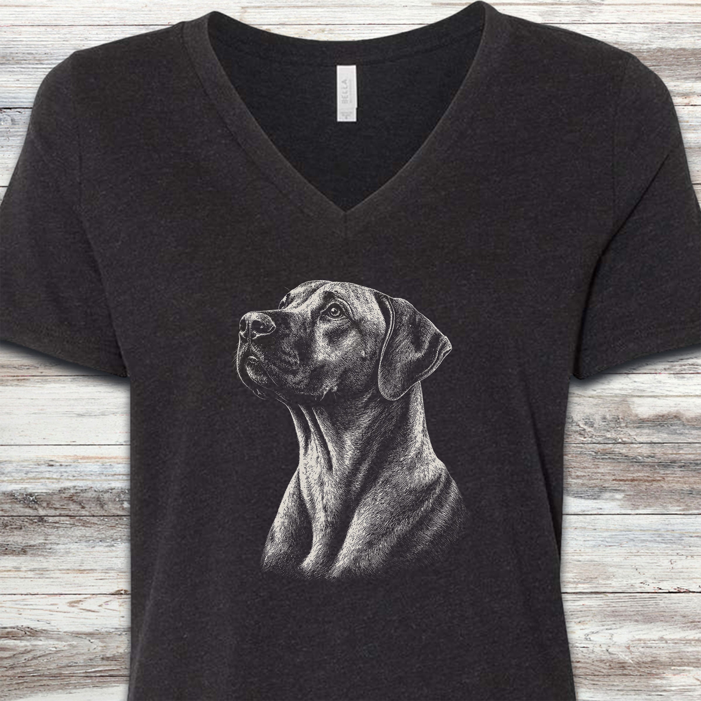 Rhodesian Ridgeback Loyalty V-Neck Tee - Black Heather