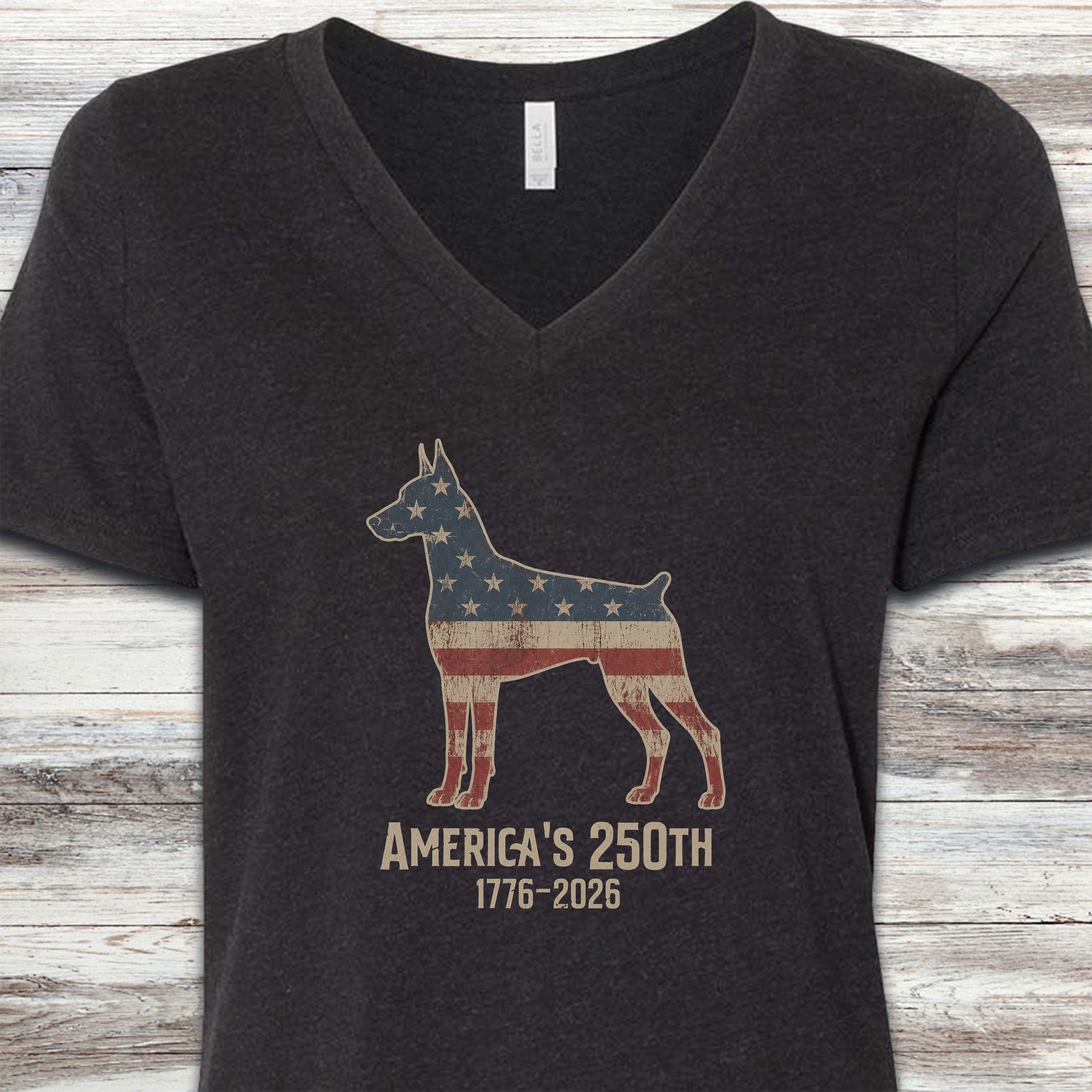 Doberman 250 V-Neck Tee - Black Heather