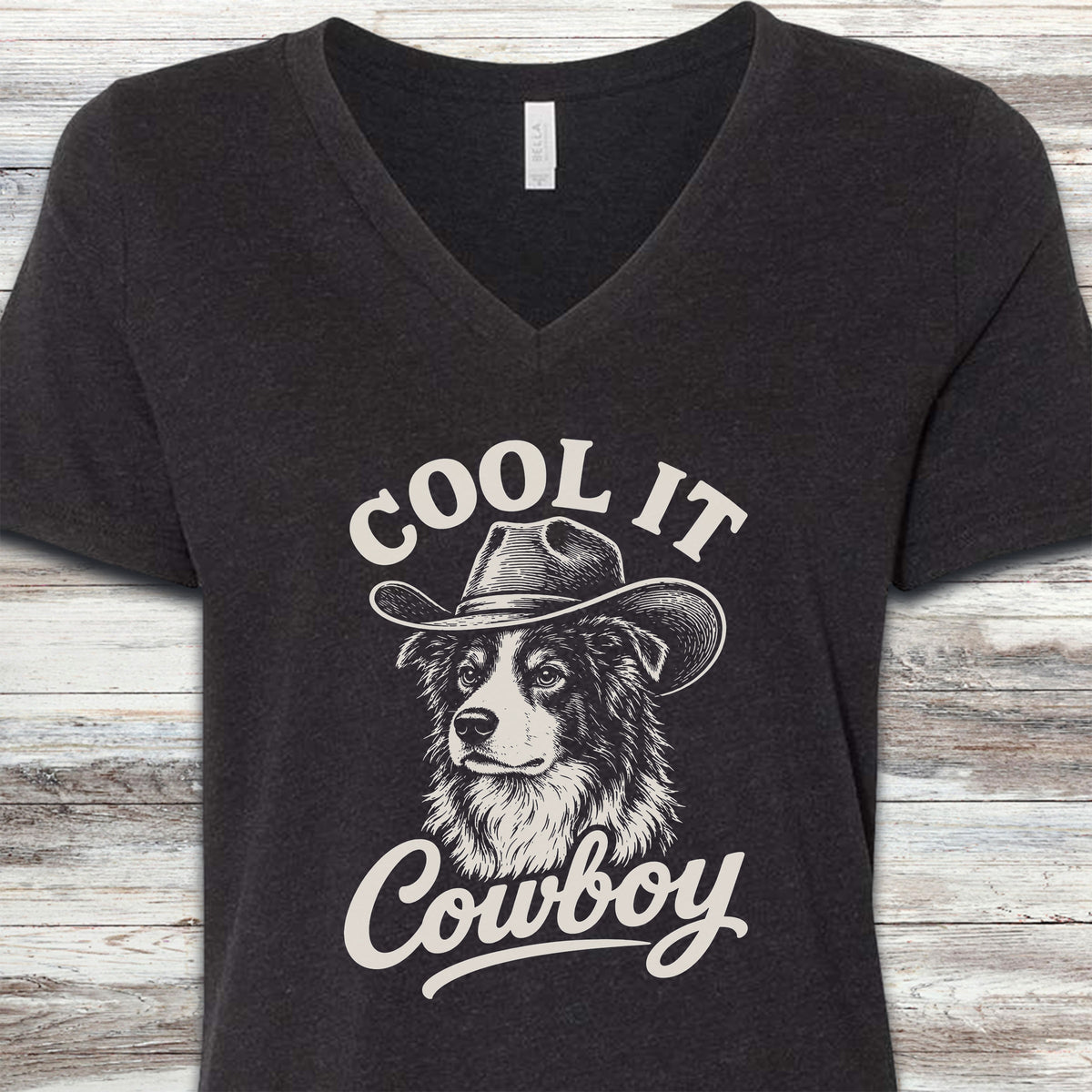 Border Collie Cool It V-Neck Tee - Black Heather