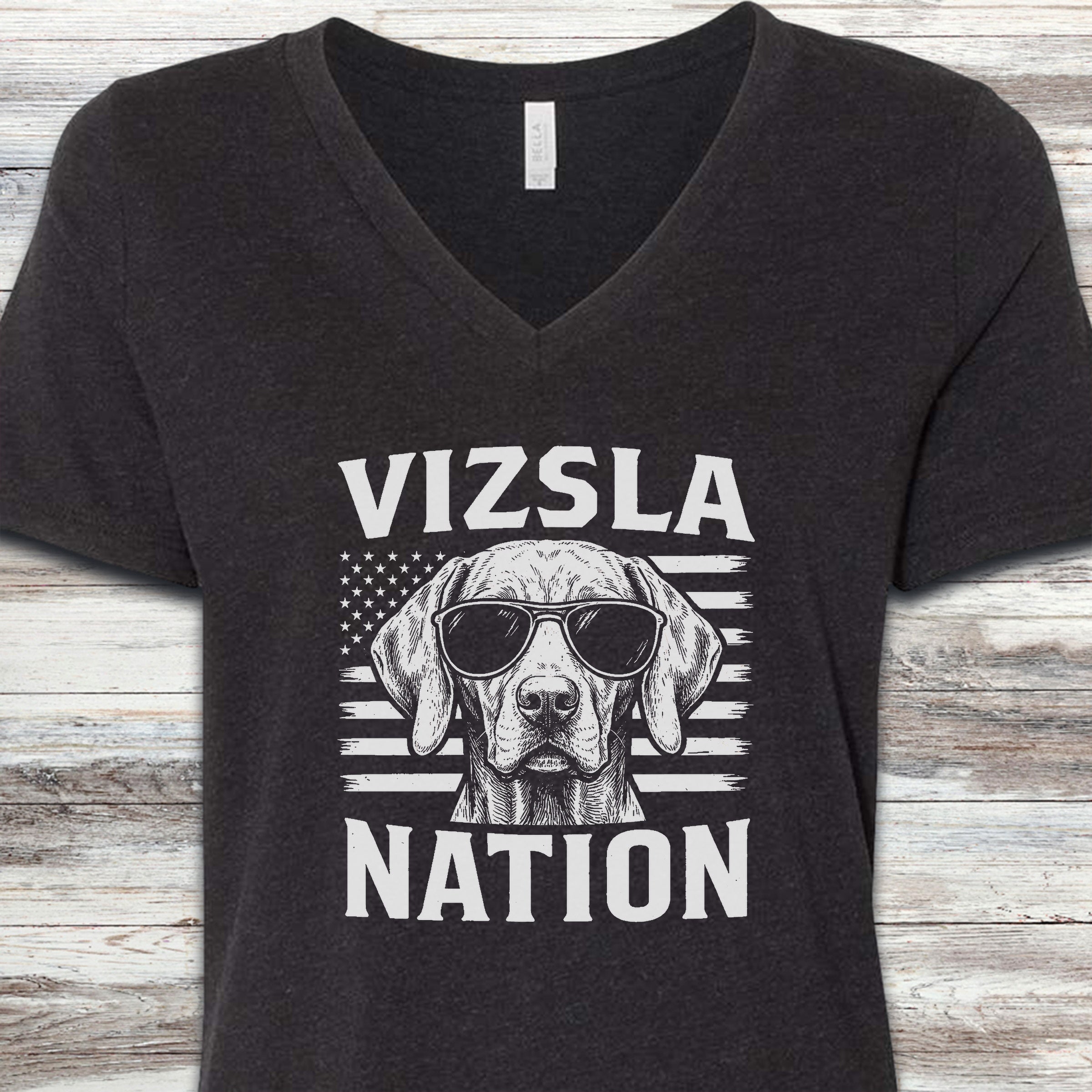 Vizsla Nation V-Neck Tee - Black Heather