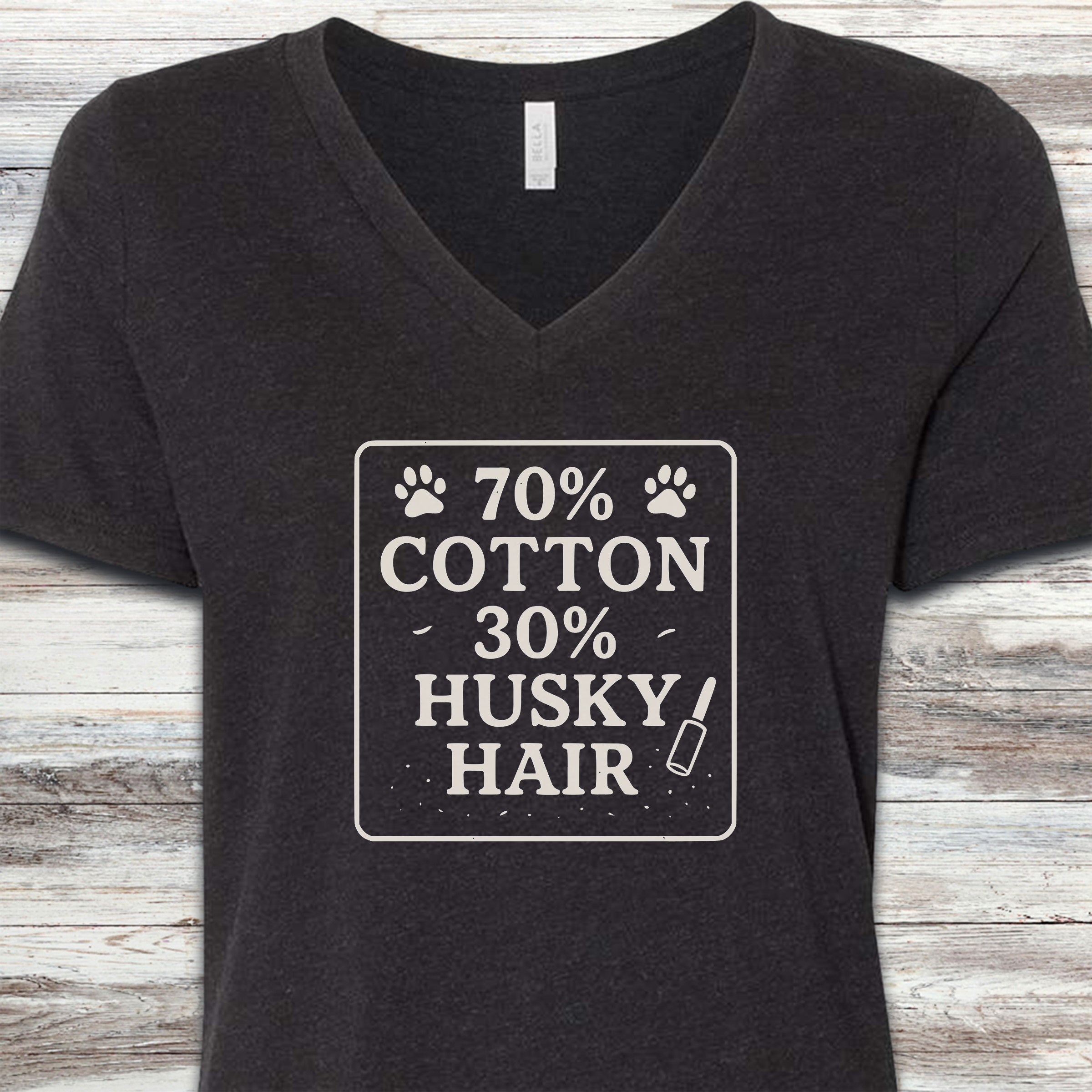 Husky 30% Hair V-Neck Tee - Black Heather