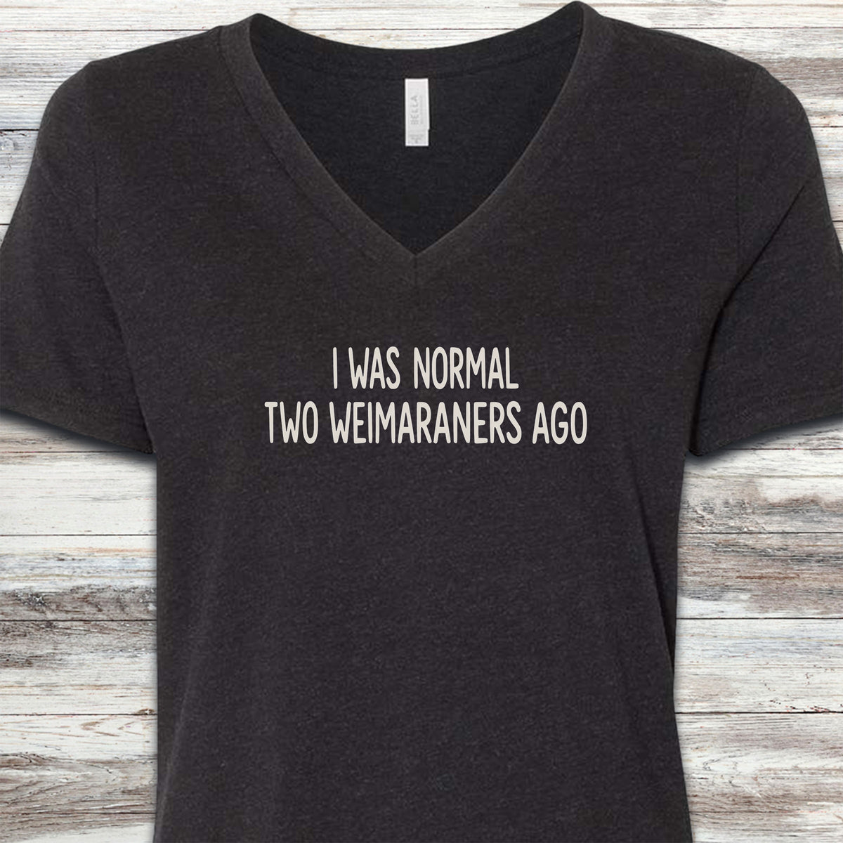 Weimaraner Normal V-Neck Tee - Black Heather