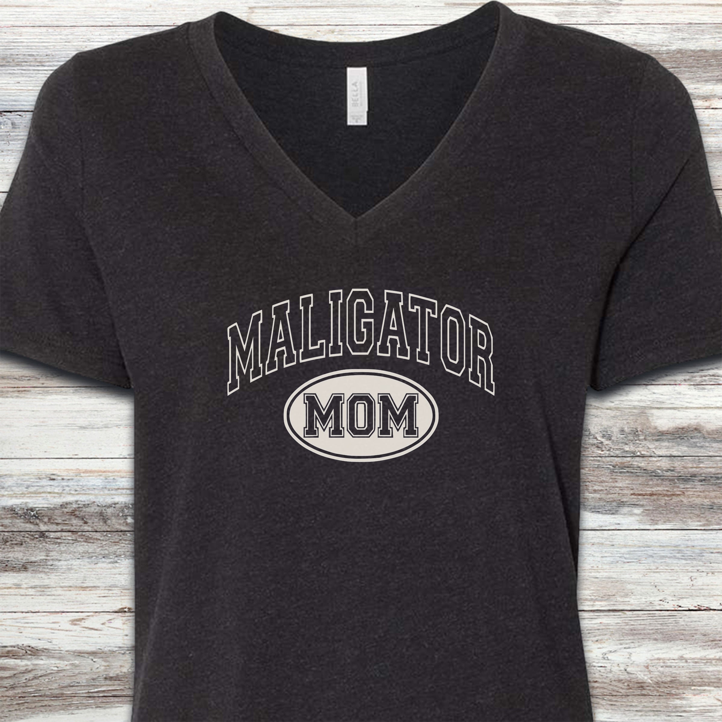 Belgian Malinois University Maligator Mom V-Neck Tee - Black Heather