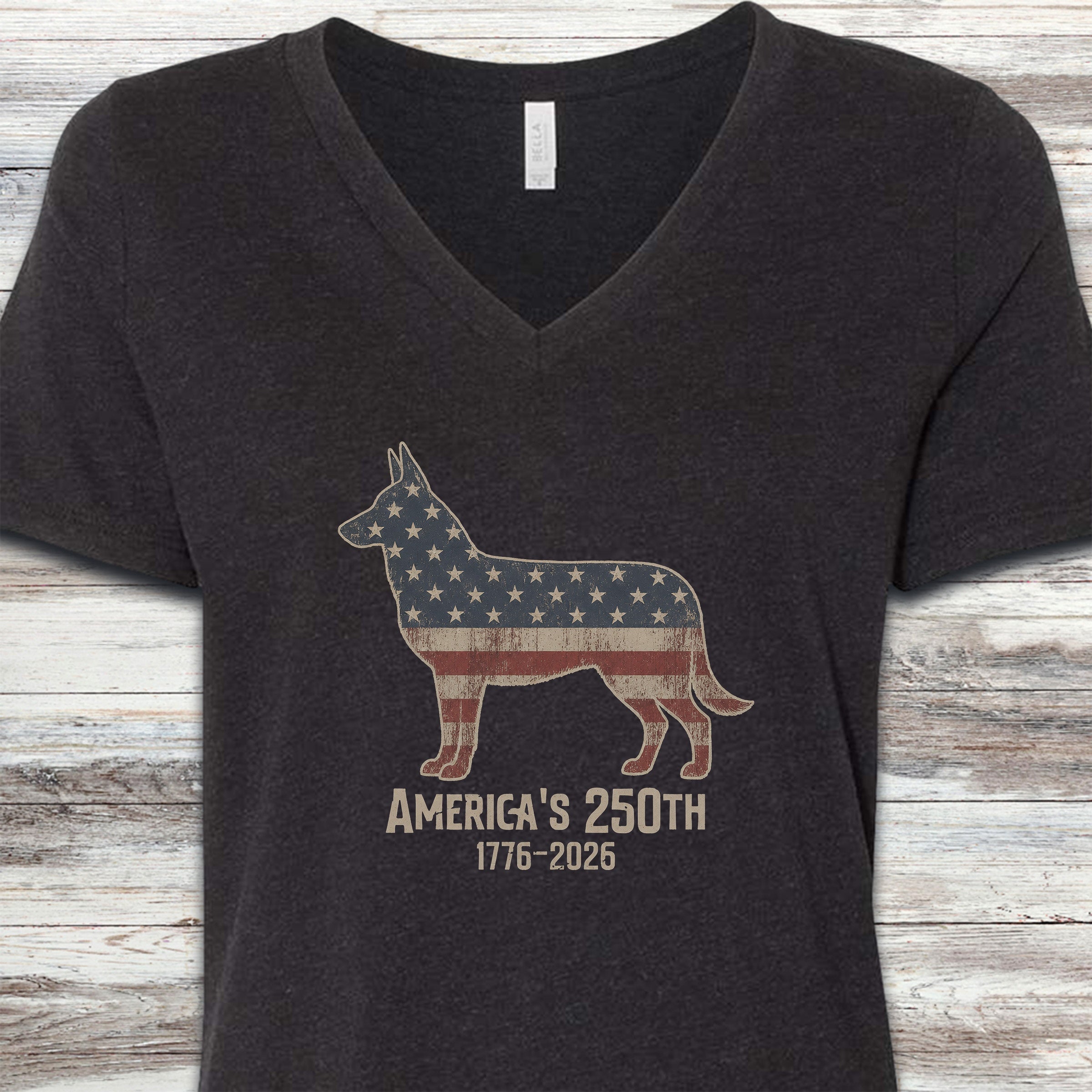 Belgian Malinois 250 V-Neck Tee - Black Heather