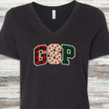 German Shorthaired Pointer Holiday Faux Patchwork V-Neck Tee - Black Heather