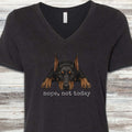 Doberman Nope V-Neck Tee - Black Heather