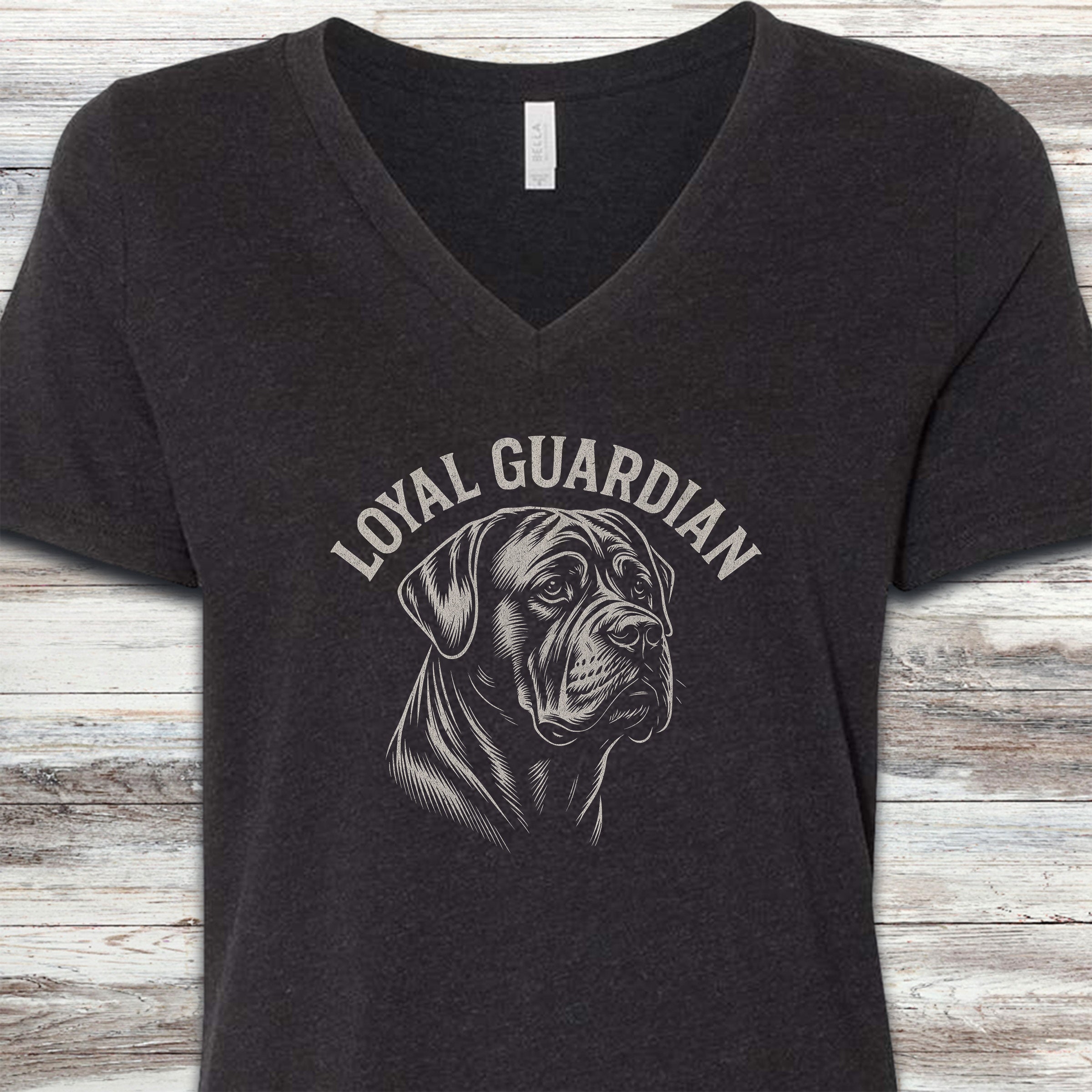 Cane Corso Natural Loyal Guardian V-Neck Tee - Black Heather