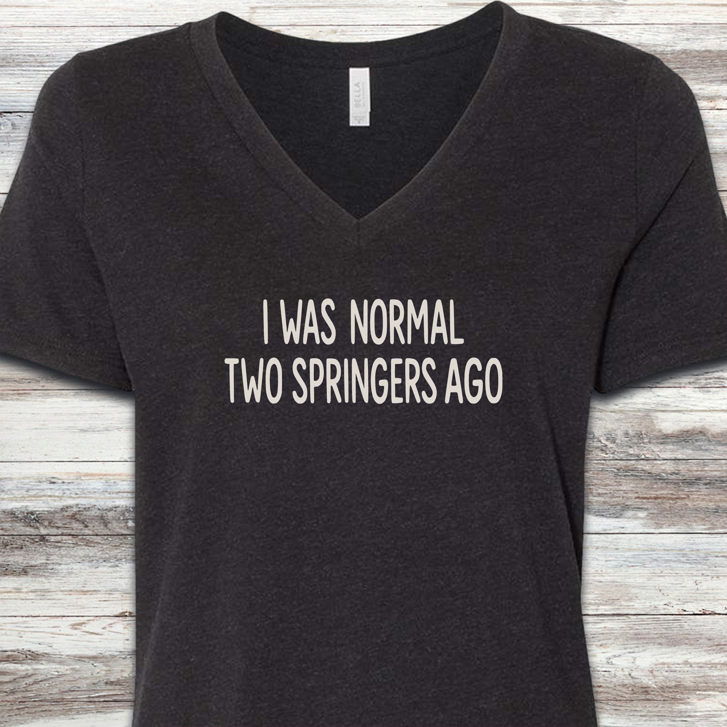 English Springer Spaniel Normal V-Neck Tee - Black Heather