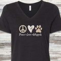 Whippet Peace V-Neck Tee - Black Heather