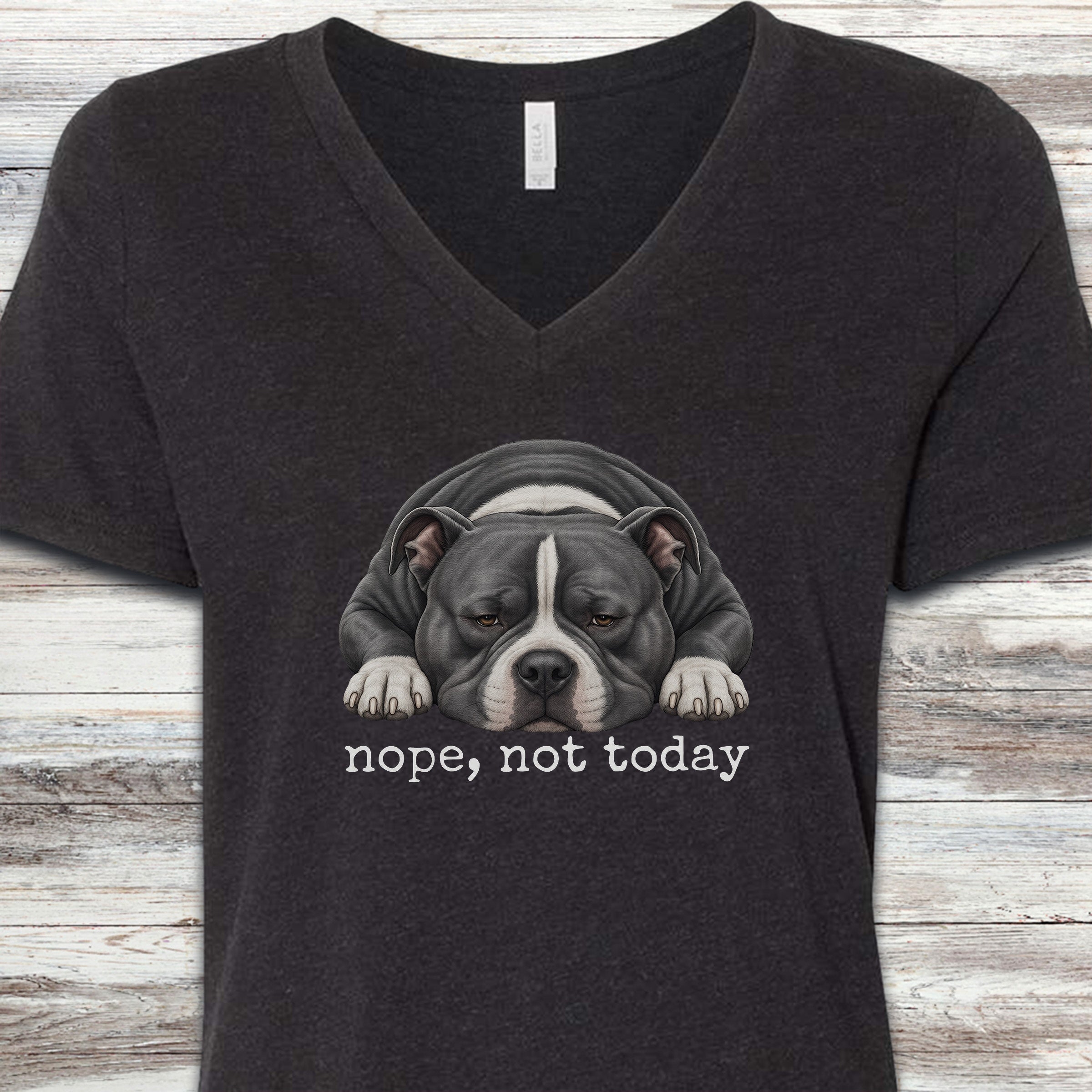 American Bully Nope V-Neck Tee - Black Heather