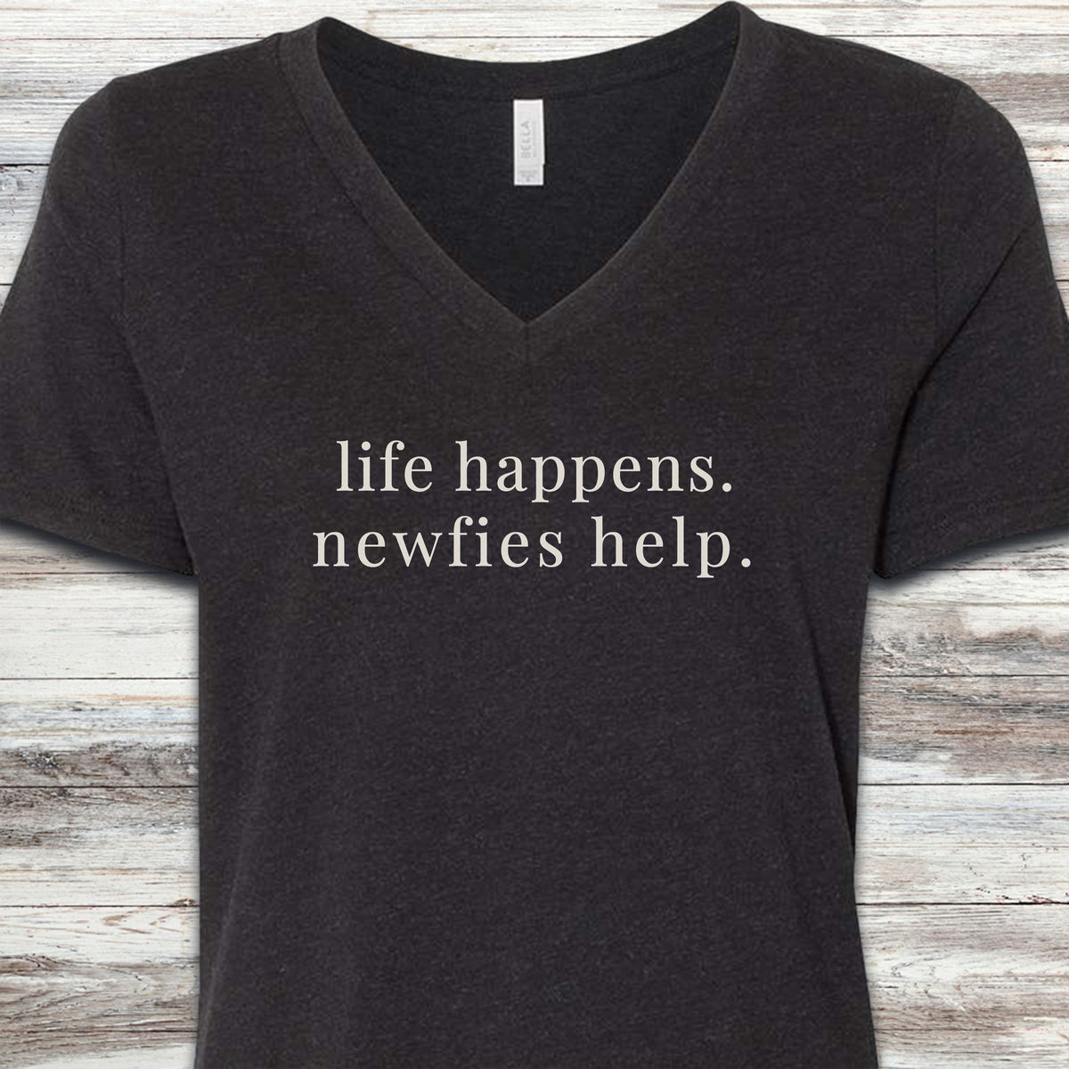 Newfoundland Help V-Neck Tee - Black Heather